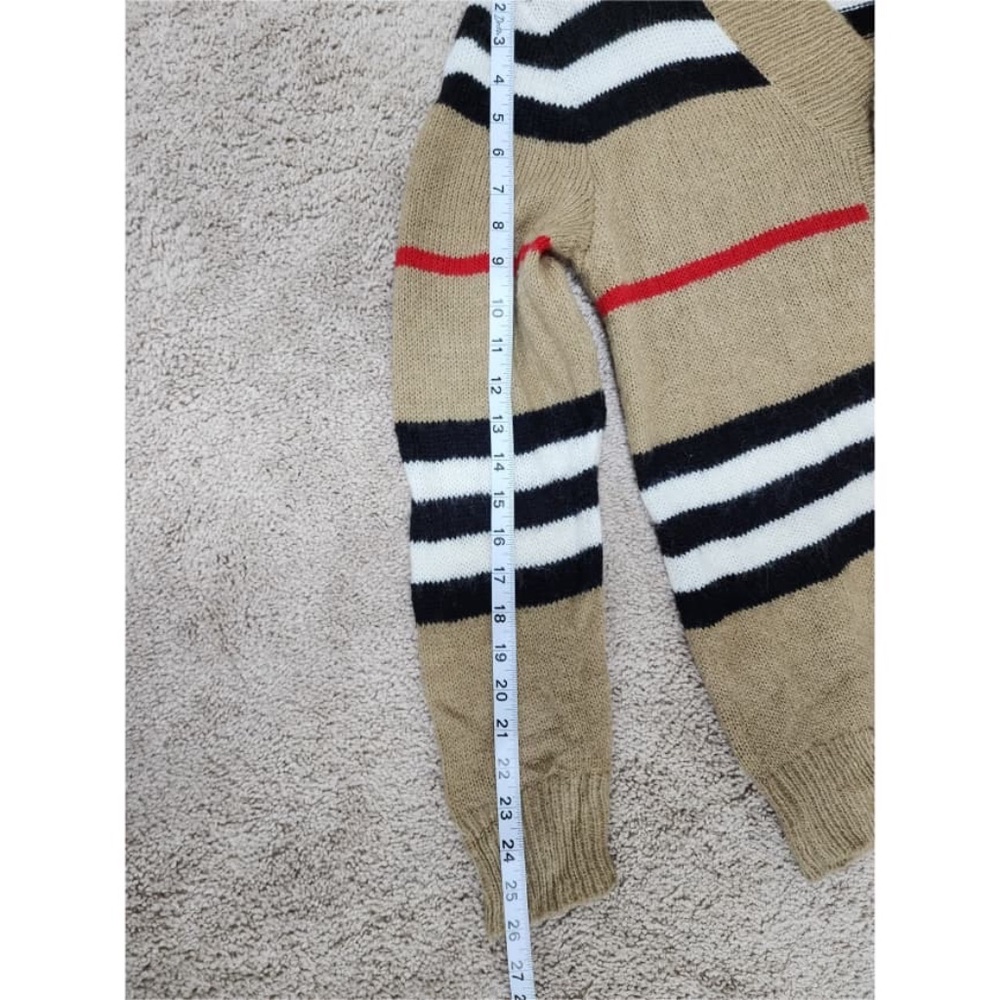 Authentic Burberry Women's Striped V-Neck Button Cardigan Mohair Blend - Picture 11 of 12